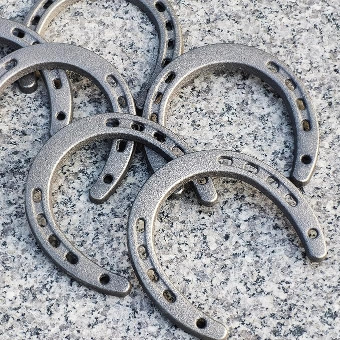 ZSHIGANMA 12Pcs Cast Iron Horse Shoes for Decorations, Durable Good Lucky Horseshoe for Wall Décor, Indoor, Outdoor, Cowboy, Western, Wedding, Birthday Party Favors Supplies (12)
