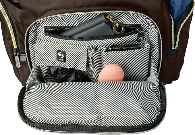 Kenneth Cole REACTION マディソン スクエア 軽量 ハードサイド シェブロン 拡張可能 スピナーラゲッジ チョコレートブラウン 2点セット (20インチ 機内持ち込み + ソフィー バックパック)