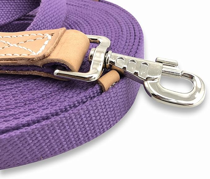 35' Flat Cotton Web Lunge Line with Bolt Snap & Rubber Stop - By Southwestern Equine (35', Lavender)