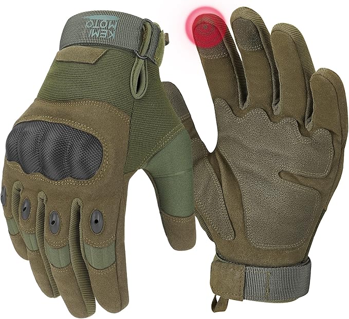 KEMIMOTO Tactical Gloves for Men, Touchscreen Motorcycle Gloves with Hard Shell & Palm Padding for Sports Motorcycle Cycling Tactical Airsoft Paintball Hunting Hiking Camping Climbing
