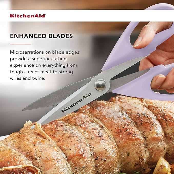 KitchenAid 万能キッチンはさみ 保護シース付き 高耐久ステンレススチール製はさみ 食洗機対応 ソフトグリップで快適なハンドル 8.72インチ ラベンダークリーム