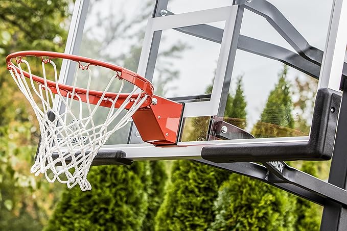 Silverback Height Adjustable In-Ground Basketball Hoop with Tempered Glass Backboard, Pro-Style Breakaway Rim & Backboard Pad