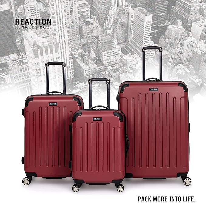Kenneth Cole REACTION Renegade Luggage 拡張可能 8輪スピナー 軽量 ハードサイド スーツケース スカーレットレッド 28インチ チェック済み