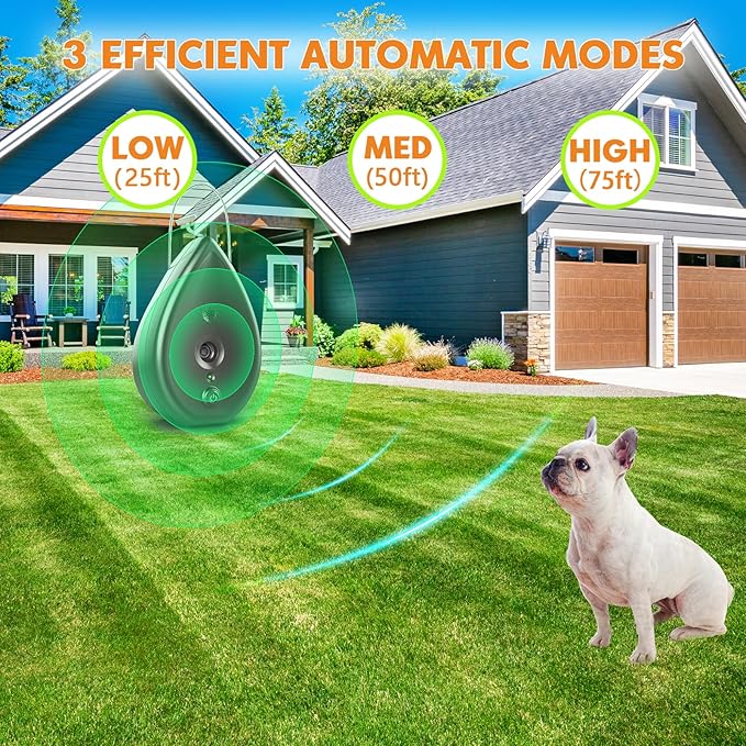 Anti Barking Device for Dogs, Rechargeable Bark Box Ultrasonic Barking Deterrent with 3 Modes/Irregular Ultrasound Frequency/Automatically Electronic Dog Whistle Stop Neighbors Dog from Barking(Grey)