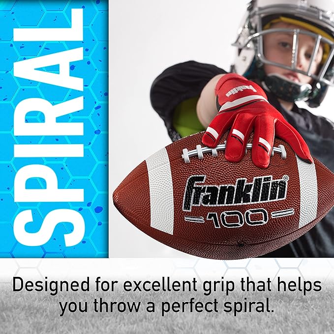 Franklin Sports キッズ ジュニア グリップライト ユース ジュニアサイズ ラバーフットボール - ピーウィー キッズ 耐久性 アウトドアフットボール - シングル＆バルクパックあり
