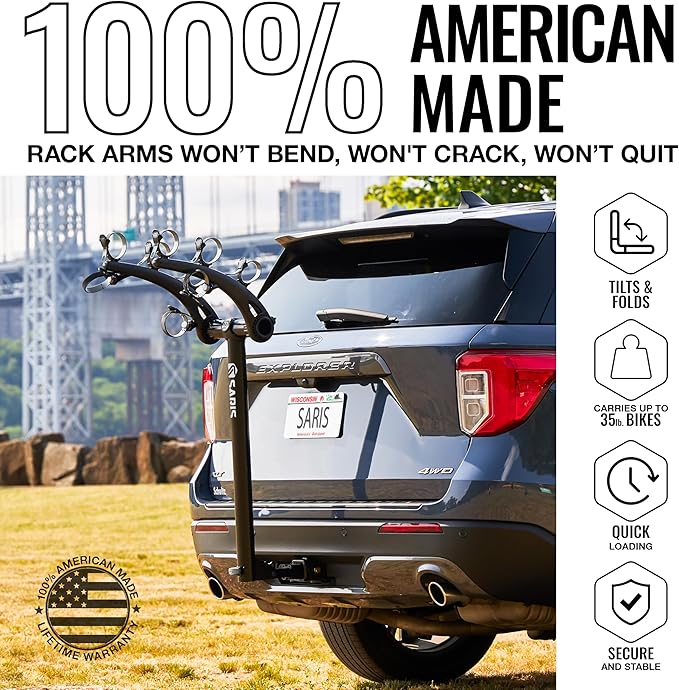 Saris Bones 3-Bike Hitch Rack Bicycle Carrier, with Easy Fold Design and Tilting Base