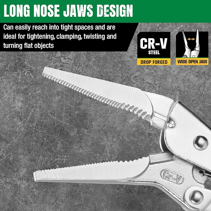 SK 9.5" Long Nose Locking Pliers, Vice Grips, Premium CR-V Steel