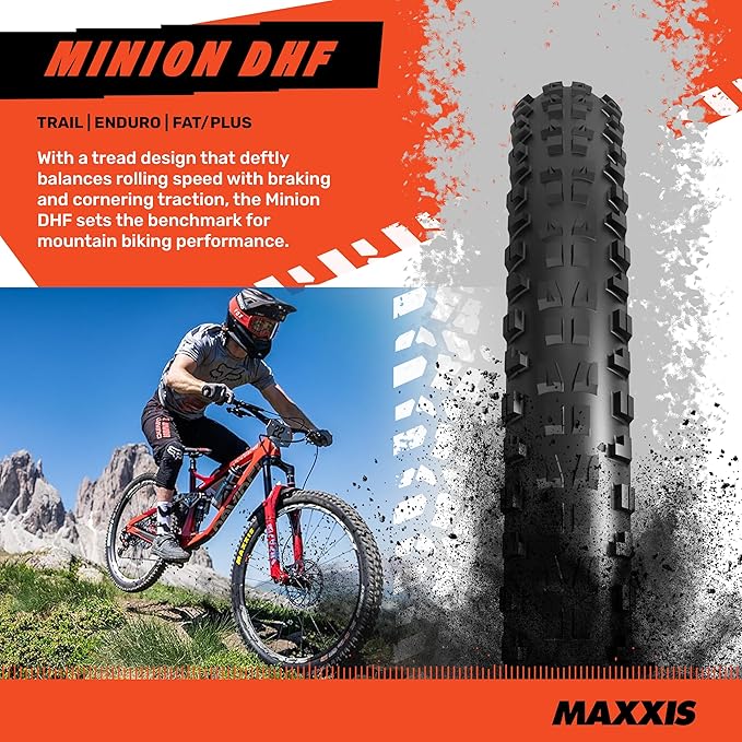 Minion DHF Mountain Bike Tire - Bundle with Cycle Crew Tire Lever | Gold Standard of Gravity Focused Tread