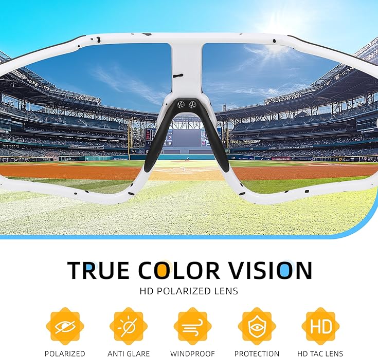 Kids Baseball Polarized Sunglasses: Sports Sunglasses for Boys Girls 3-12 Youth Sun Glasses for Cycling Running