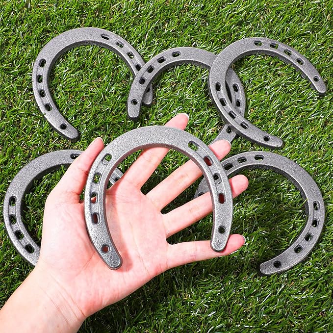 MBAIYO 8 Pack 4.5 x 4.3 Inch Cast Iron Horseshoe, Western Theme Wall Decor Lucky Party Favors Horse Shoes for Decorations Metal Horseshoes for Cowboy Centerpieces Rustic Home Decor Crafts
