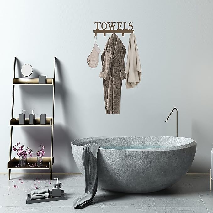 Towel Hooks for Bathroom Over the Door Hooks Wall Mount Rack Holder, Heavy Duty Robe Hooks Hanger for Metal Sandblasted Organizer for Towel Clothes Bag Robe(Coffee)