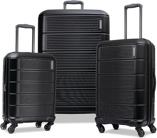 American Tourister Stratum 2.0 Hardside Expandable Luggage with Spinners | Jet Black | 3PC (CO/MED/LG)
