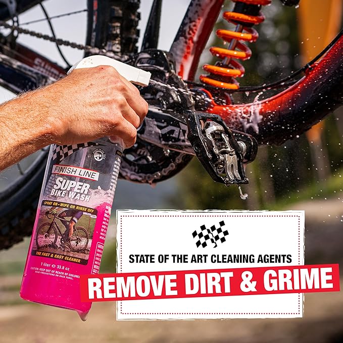 Finish Line Super Bike Wash 1 Liter and 1-Step Bicycle Chain Cleaner & Lubricant 4oz