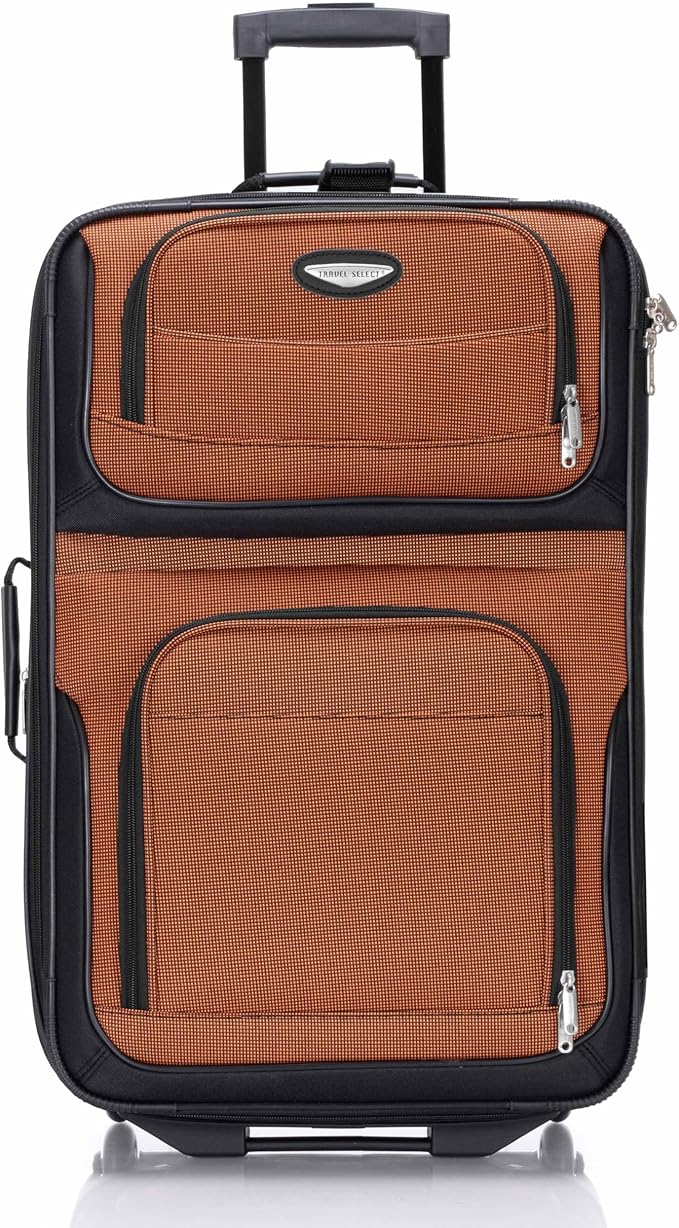 Travel Select アムステルダム ソフトサイド 拡張可能ラゲッジ ローリングホイール付き、オレンジ、25インチ ミディアム