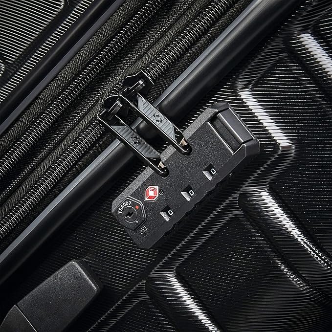 Samsonite Omni 2 24インチ ミディアムチェック ハードサイド荷物 360°スピナーホイール付き - 傷に強いハードシェル - TSAロック - 軽量旅行用拡張可能ポリカーボネートシェル - ミッドナイトブラック