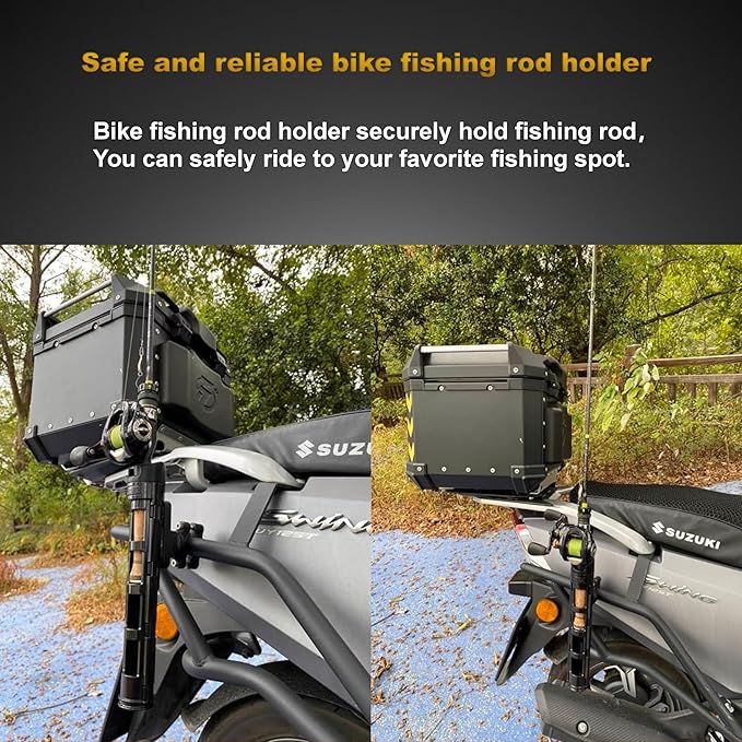 Bike Fishing Rod Holder-Fishing Rods are Securely Attached to The Bike - Safe and Secure - Easy to Mount，Rod Rack for Bicycle Fishing (Black)