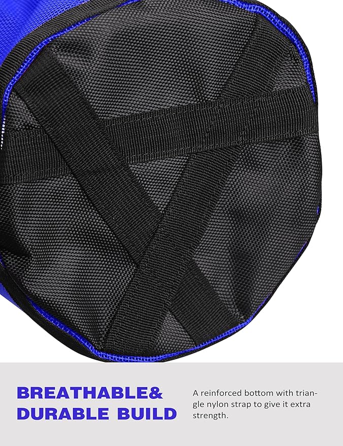 Harrison Howard Horse Muzzle Feed Bag Nylon Mesh Grain Feed Bag with Padded Neck Strap Adjustable Belt Dark Blue Large
