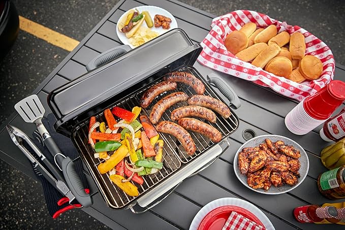 Weber Go‑Anywhere Charcoal Grill – Compact Portable BBQ Grill for Camping, Tailgating & Outdoor Cooking with 2‑Piece Cooking Grate & Precise Airflow Dampers
