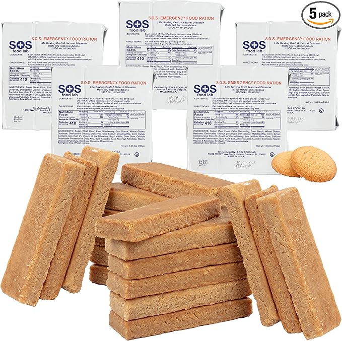 S.O.S.レーションズ 緊急3600カロリー食糧バー - 3日間/72時間パッケージ、賞味期限5年 - 5個パック