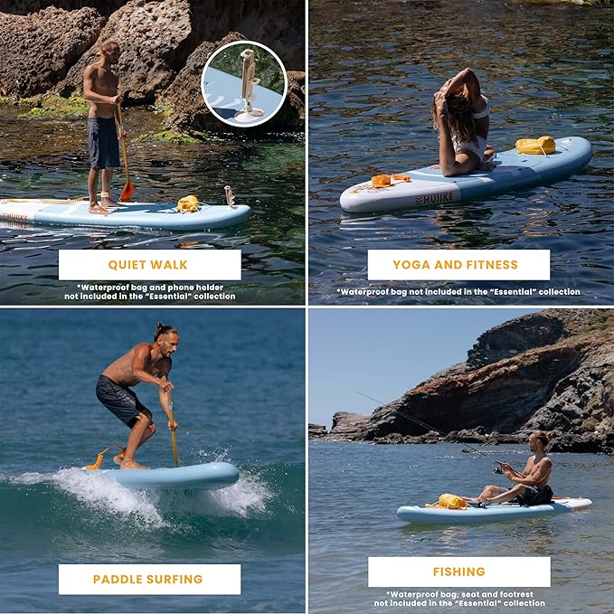 HUIIKE Inflatable Paddle Board for Adults with Accessories Included, Oar, Fins, Pump. Stand Up Paddleboard Great Stability and Resistance. 10’ x 33" x 5.9", Maximum Load 286 lb
