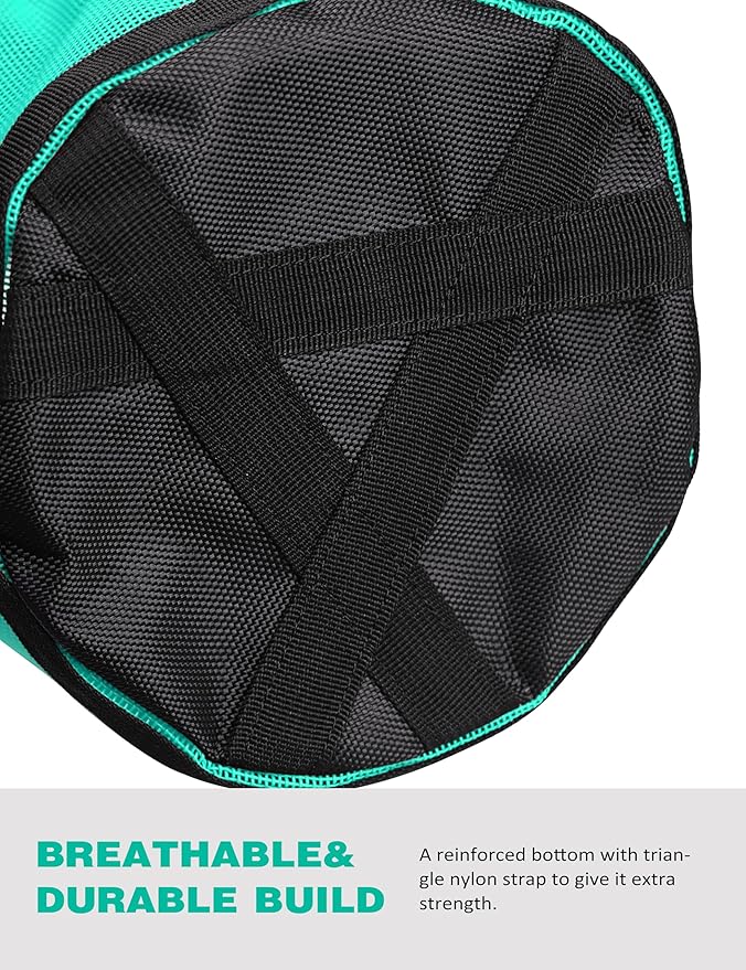 Harrison Howard Horse Muzzle Feed Bag Nylon Mesh Grain Feed Bag with Padded Neck Strap Adjustable Belt Mint Large