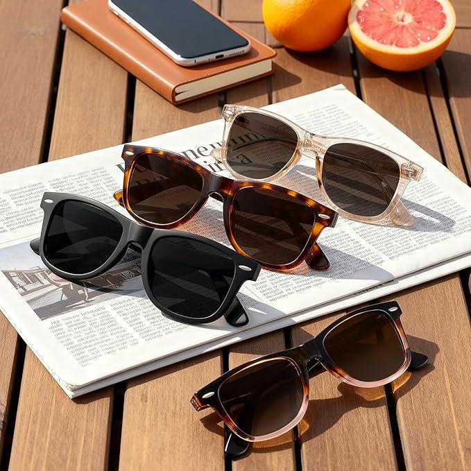 MEETSUN Polarized Sunglasses for Women Men Classic Retro Trendy Driving Sun Glasses UV400 Protection (3 Pack)