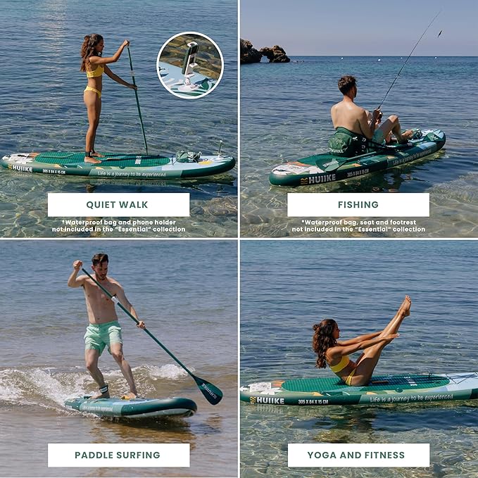 HUIIKE Inflatable Paddle Board for Adults with Accessories Included, Oar, Fins, Pump. Stand Up Paddleboard Great Stability and Resistance. 10’ x 33" x 5.9", Maximum Load 286 lb