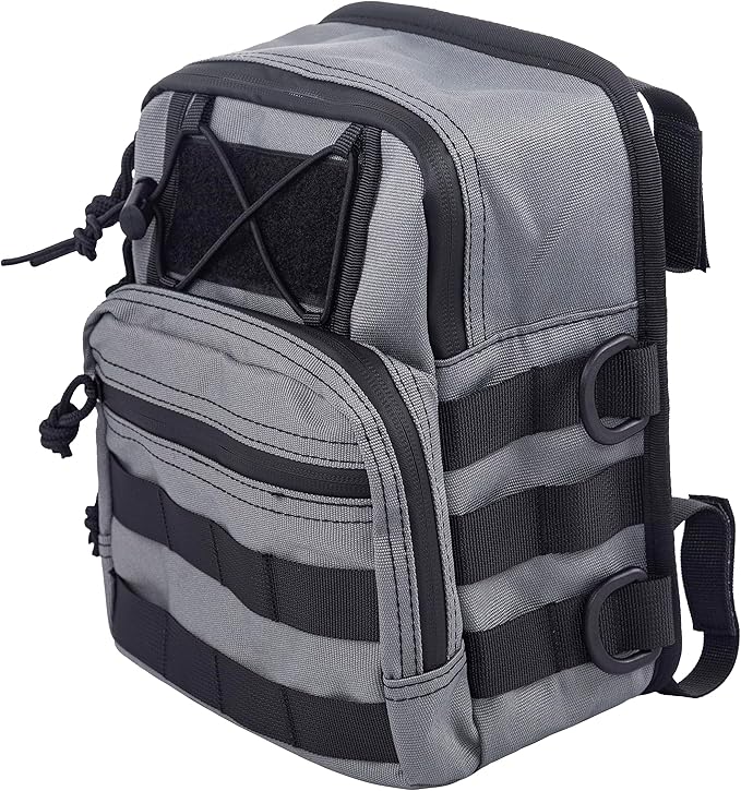 Motorcycle Universal Club Style Utility Molle Traveller Bar Handlebar T-Bar Bag Handle Bags, Fit For Harley Dyna Street Bob FXBB Softail Sportster, Tool Pouch Trunk Storage Bag, Gunship Gray