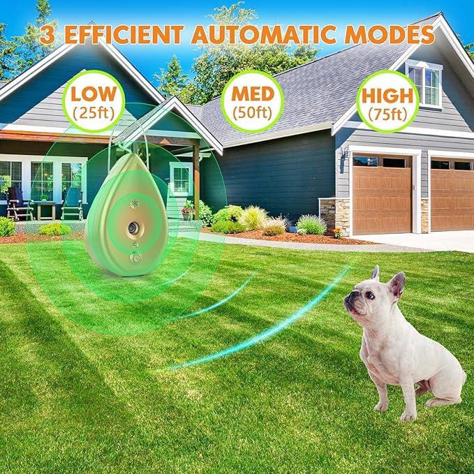 Anti Barking Device for Dogs Bark Box, Rechargeable Ultrasonic Barking Deterrent Devices with 3 Modes/Irregular Ultrasound Frequency/Automatically Electronic Dog Whistle Neighbors Dog Silencer(Gold)