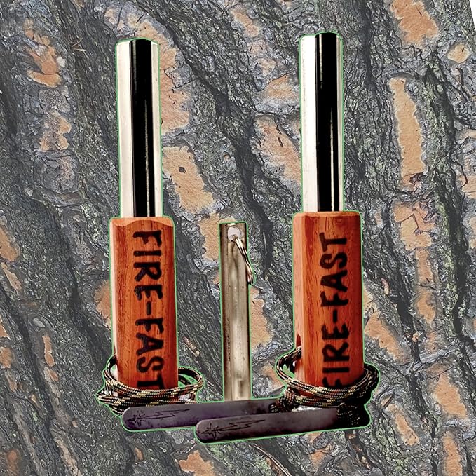 Fire-Fast Trekker。緊急防水サバイバル火起こし器。マグネシウムとユーロファイヤースチール製フェロロッド。ブッシュクラフト、キャンプ、バックパッキング、ハイキング、ハンティング、非常用持ち出し袋向けのコンパクトで丈夫なツール