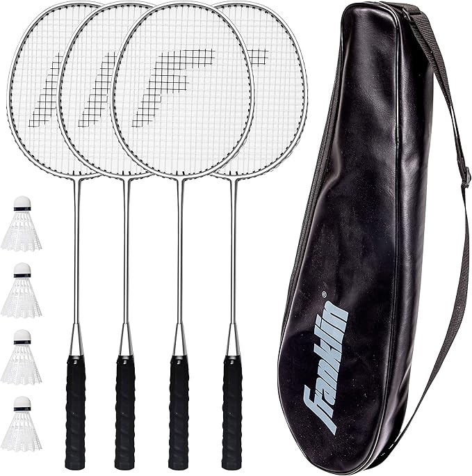 Franklin Sports バドミントンラケット + シャトルセット - 子供と大人用バドミントン用品交換品 - 2人用 - 4人用バドミントンラケットセット