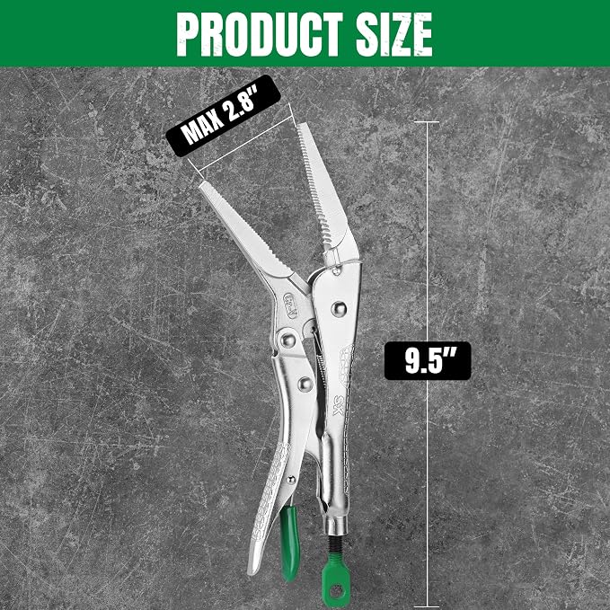 SK 9.5" Long Nose Locking Pliers, Vice Grips, Premium CR-V Steel