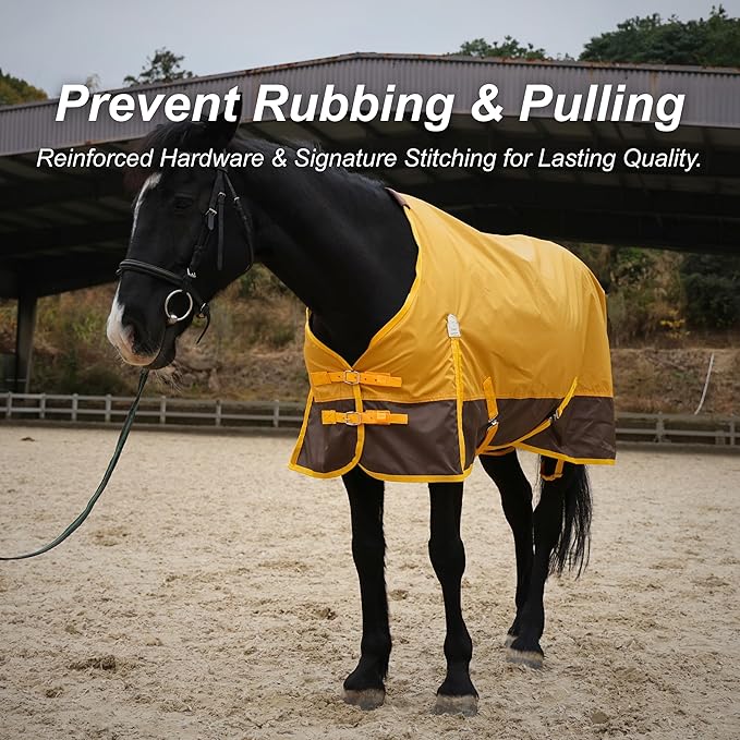 BARN & STABLE 420D Ripstop Lightweight Horse Turnout Sheet, No Fill, Water-Resistant & Breathable Horse Blanket for Spring and Mild Weather, with Anti-Rub Fleece Withers