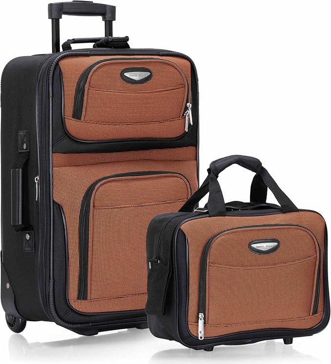 Travel Select Amsterdam ソフトサイド 拡張可能ラゲッジ ローリングホイール付き、オレンジ、2点セット (15/21)