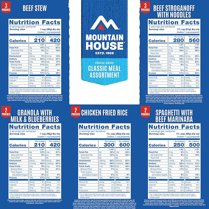 Mountain House 緊急食糧アソートキット、フリーズドライサバイバル食料キット（防災および長期保存用）、保存期間30年
