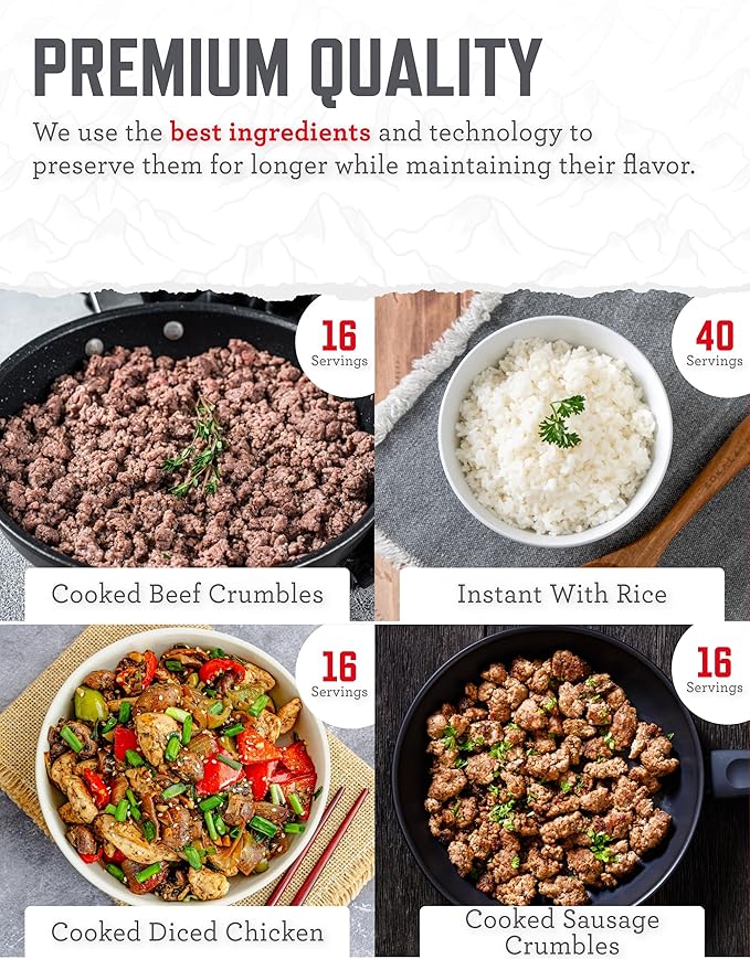 ReadyWise 非常用食料 – 88食分 肉と米のバケツ、フリーズドライプロテインミール、キャンプ用品、非常用米とサバイバル食料、災害備蓄品、最長25年保存可能