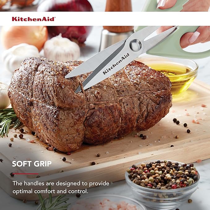 KitchenAid 万能キッチンはさみ 保護シース付き 丈夫なステンレススチール製、食洗機対応、ソフトグリップの快適なハンドル、8.72インチ、ピスタチオ (2個パック)