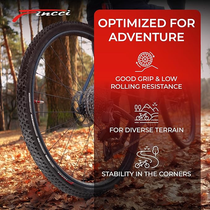 Fincci Foldable 26x2.10 Mountain Bike Tires - 26 Inch Bike Tires with 1mm Nylon Puncture Proof - Black Kevlar 26 Bike Tyre 60 TPI with Cross Country Profile for MTB, XC, Folding, Hybrid Bicycles