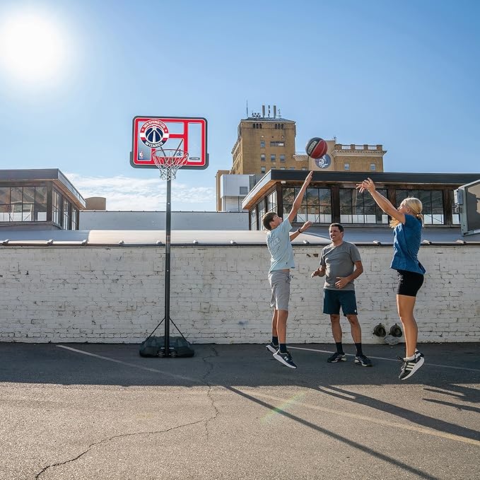 Lifetime NBA Washington Wizards Portable Basketball Hoop, Adjustable Height 7.5-10 Ft, 44 Inch Shatterproof Fusion Backboard, Base with Wheels