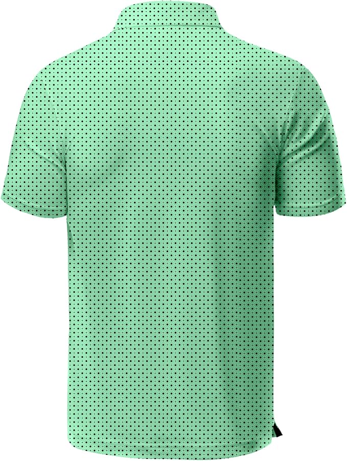 Obla Mens Golf Polo Shirts Short Sleeve Dry Fit Performance Moisture Wicking Casual Print Collared Golf Shirts for Men