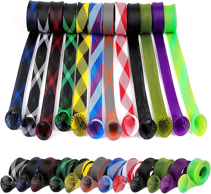 12Pcs Rod Sock Fishing Rod Sleeve, Cover Braided Mesh Rod Protector Pole Gloves Fishing Tools. Flat or Pointed End/Spinning or Casting. for Casting Sea Fishing Rod/Spinning
