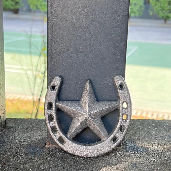 8 Pcs Horse Shoes with Star for Decorations, Durable Cast Iron Lucky Horseshoes Wall Décor for Indoor, Outdoor, Wedding, Birthday, Western Cowboy Party Favors Decor