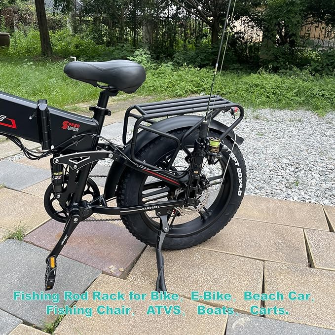 Bike Fishing Rod Holder-Fishing Rods are Securely Attached to The Bike - Safe and Secure - Easy to Mount，Rod Rack for Bicycle Fishing (Black)