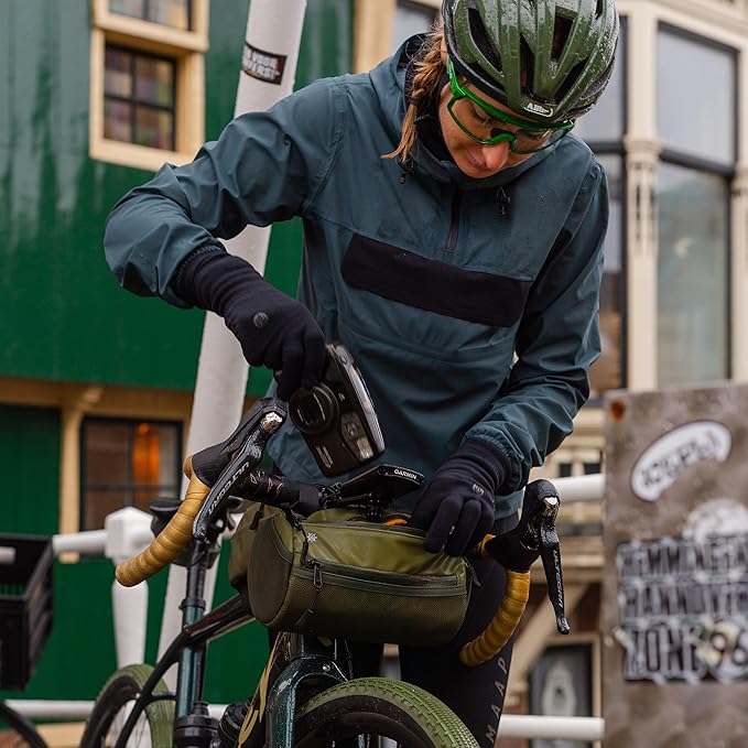 Lumiere & Co. Bike Handlebar Bag - Durable, Multiple-Size Options and Multi-Color Options -Dual Elastic Straps, Clips & Hook & Loop Attachments (Green, Large)
