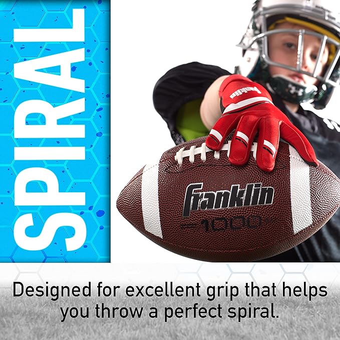 Franklin Sports Youth + Adult Footballs - Extra Grip 1000 Official Size, Junior + Pee Wee Kids - 1 + 12 Packs