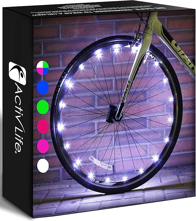 Activ Life LED Bike Wheel Lights with Batteries Included! Get 100% Brighter and Visible from All Angles for Ultimate Safety & Style (1 Tire Pack)