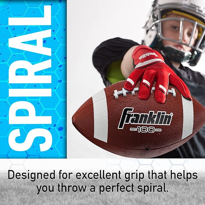 Franklin Sports キッズ ジュニア グリップライト ユース ジュニアサイズ ラバーフットボール - ピーウィー キッズ 耐久性 アウトドアフットボール - シングル＆バルクパックあり