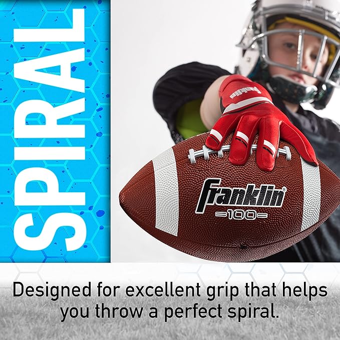 Franklin Sports キッズ ジュニア グリップライト ユース ジュニアサイズ ラバーフットボール - ピーウィー キッズ 耐久性 アウトドアフットボール - シングル＆バルクパックあり