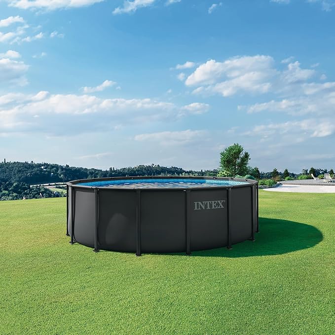 INTEX ウルトラXTR 18フィートx52インチ 地上設置型プールセット、スチールフレーム円形プール、2100GPH砂フィルターポンプ、はしご、カバー、グランドクロス付き