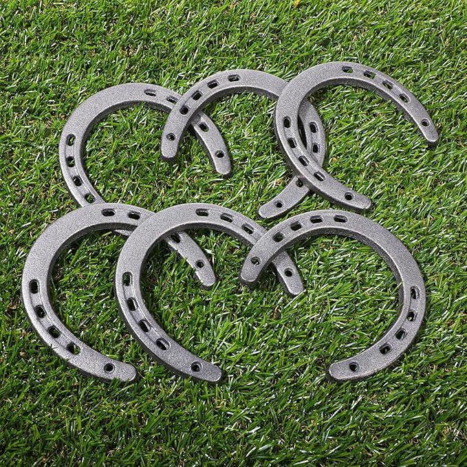 MBAIYO 8 Pack 4.5 x 4.3 Inch Cast Iron Horseshoe, Western Theme Wall Decor Lucky Party Favors Horse Shoes for Decorations Metal Horseshoes for Cowboy Centerpieces Rustic Home Decor Crafts